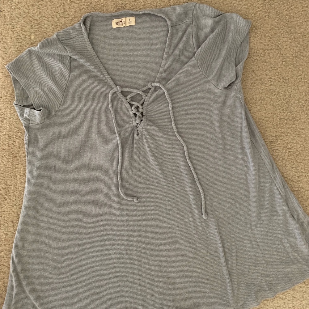 Grey lace up top